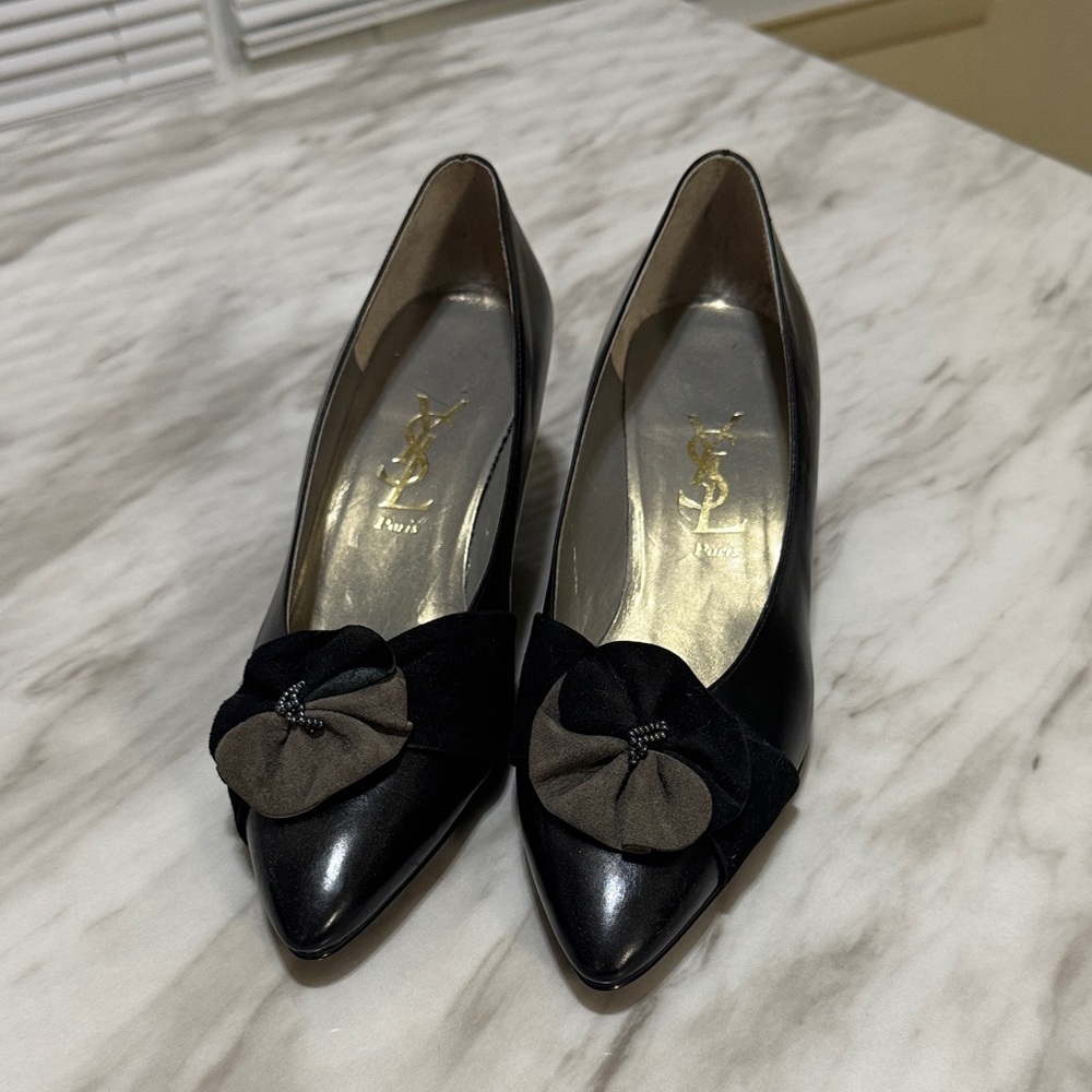 Yves Saint Laurent Black and Tan Heels